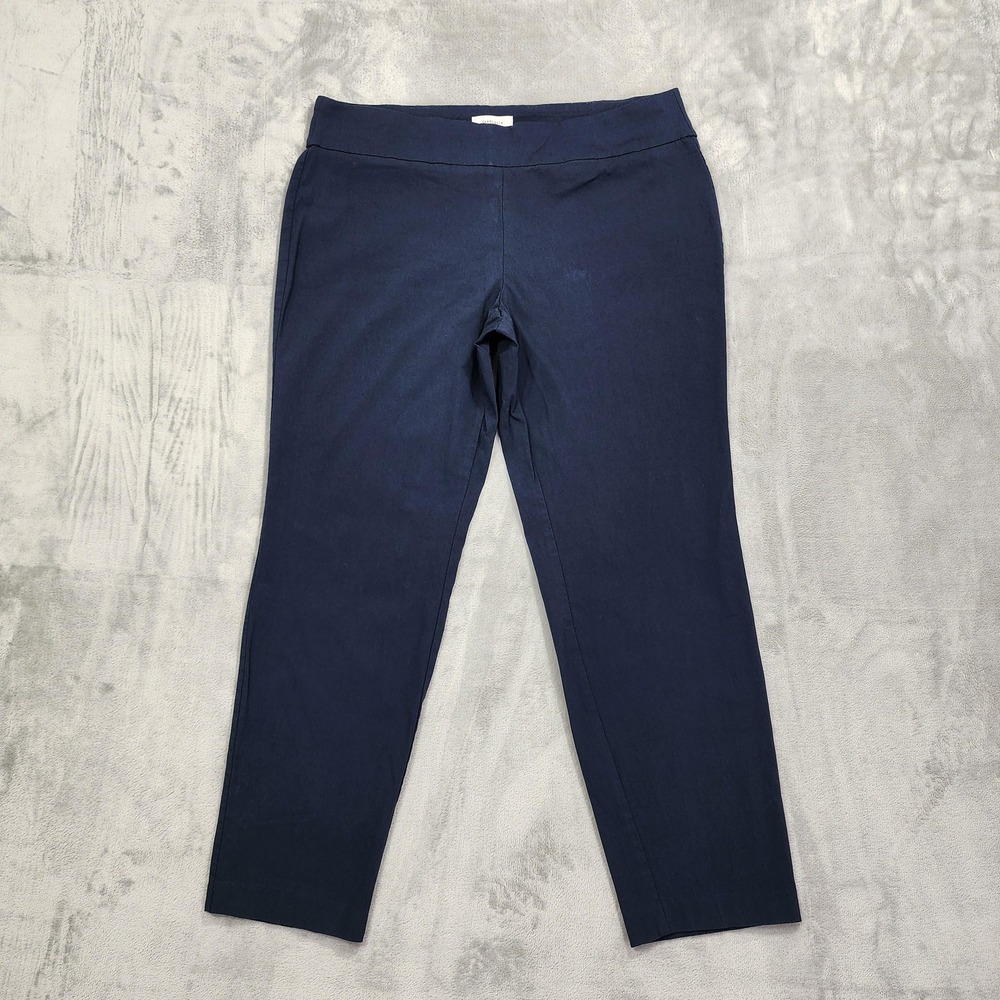 Van Heusen Pants Womens 16 Blue Pull On Slim Tapered Ponte Stretch Office Dressy